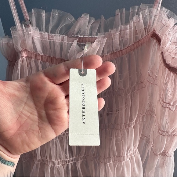 Anthropologie Pink Sheer Maxi Dress - Picture 4 of 5